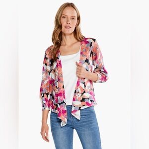 NIC+ZOE LINEN BLEND GLOWING PETALS 4-WAY CARDIGAN PL